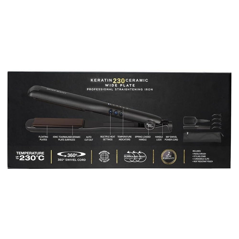 Silver Bullet Keratin 230 Ceramic Tourmaline Wide Plate Hair Straightener