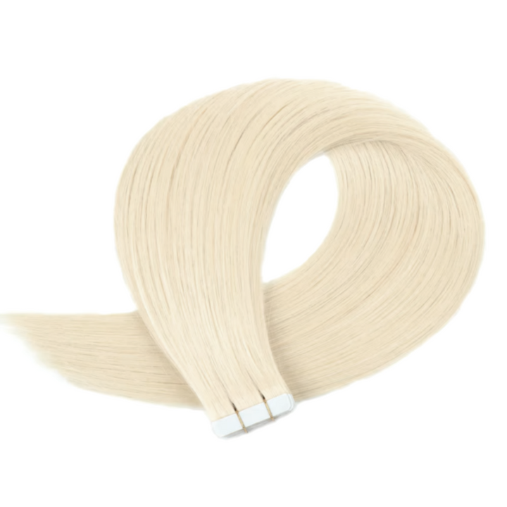 #60 Platinum Blonde Seamless Tape In Hair Extensions