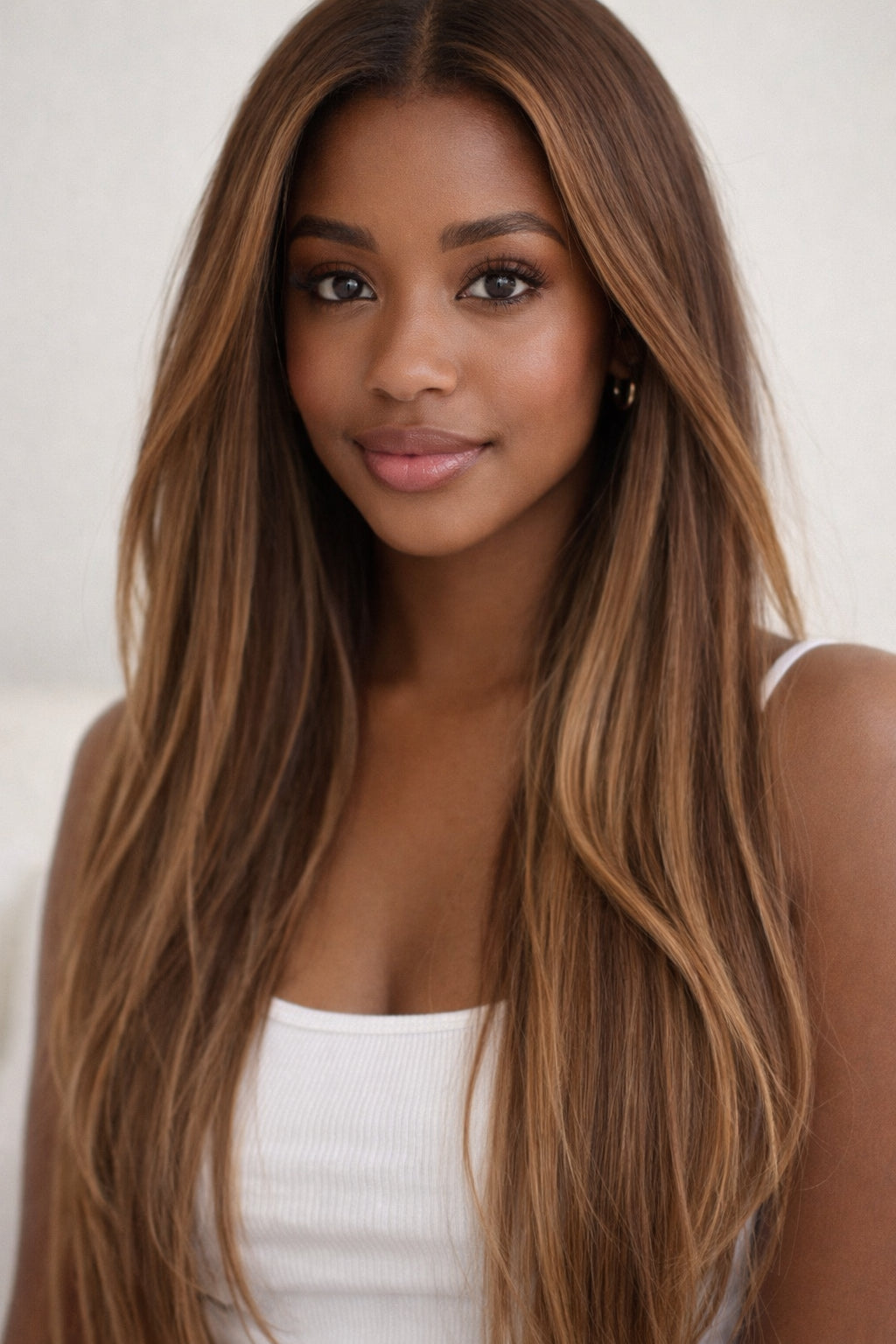 #Caramel Highlights V-Light Hair Extensions