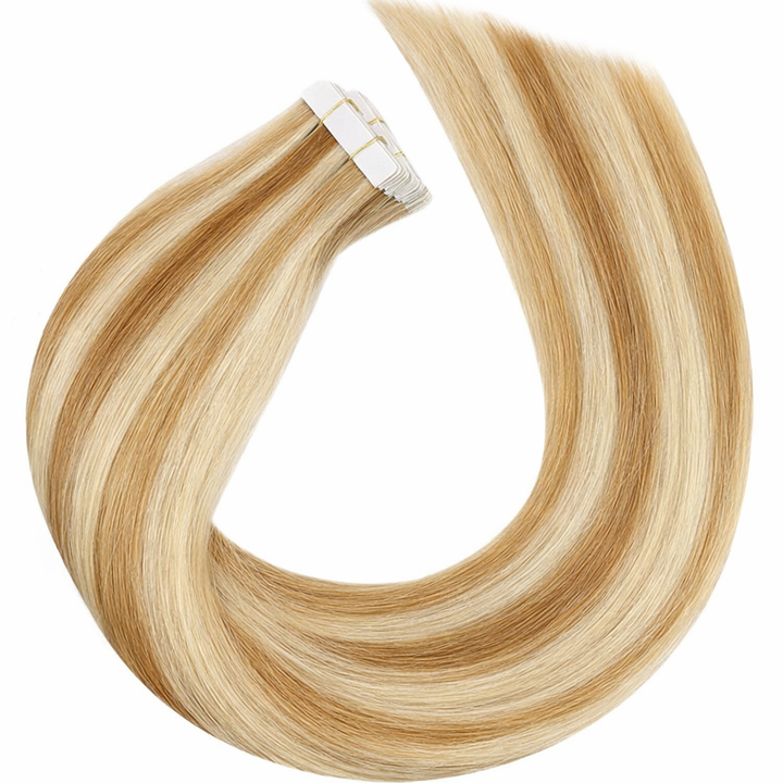 #Honey Beige Highlights Seamless Tape In Hair Extensions