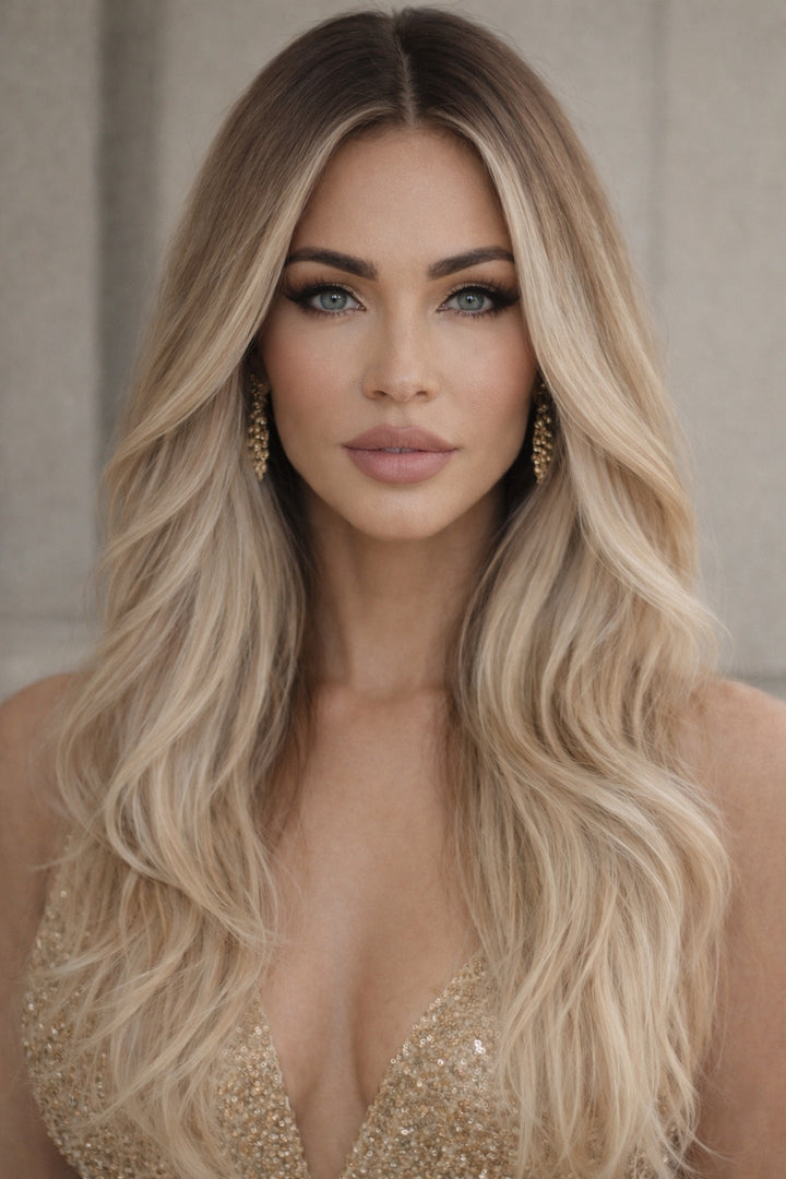 #Rooted Ash Blonde V-Light Hair Extensions