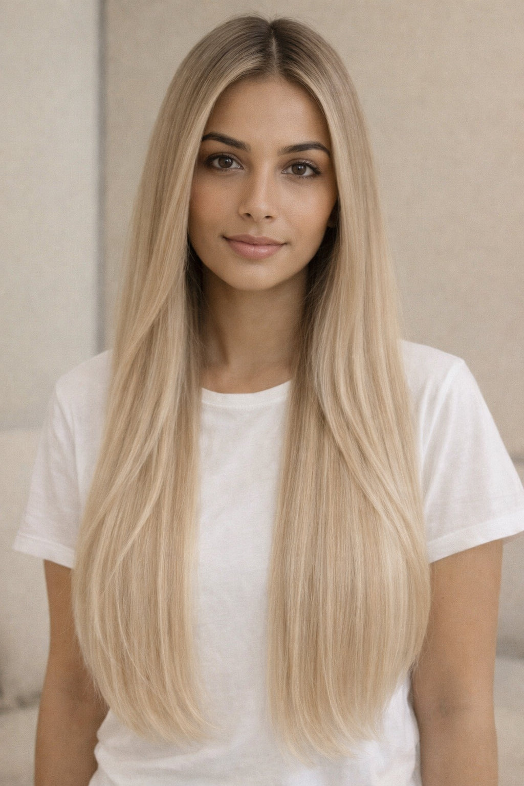 #Rooted Platinum Blonde V-Light Hair Extensions